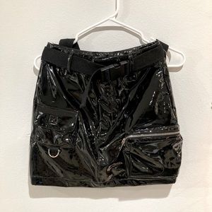HOT Edam Black Vinyl Skirt with Buckle XS